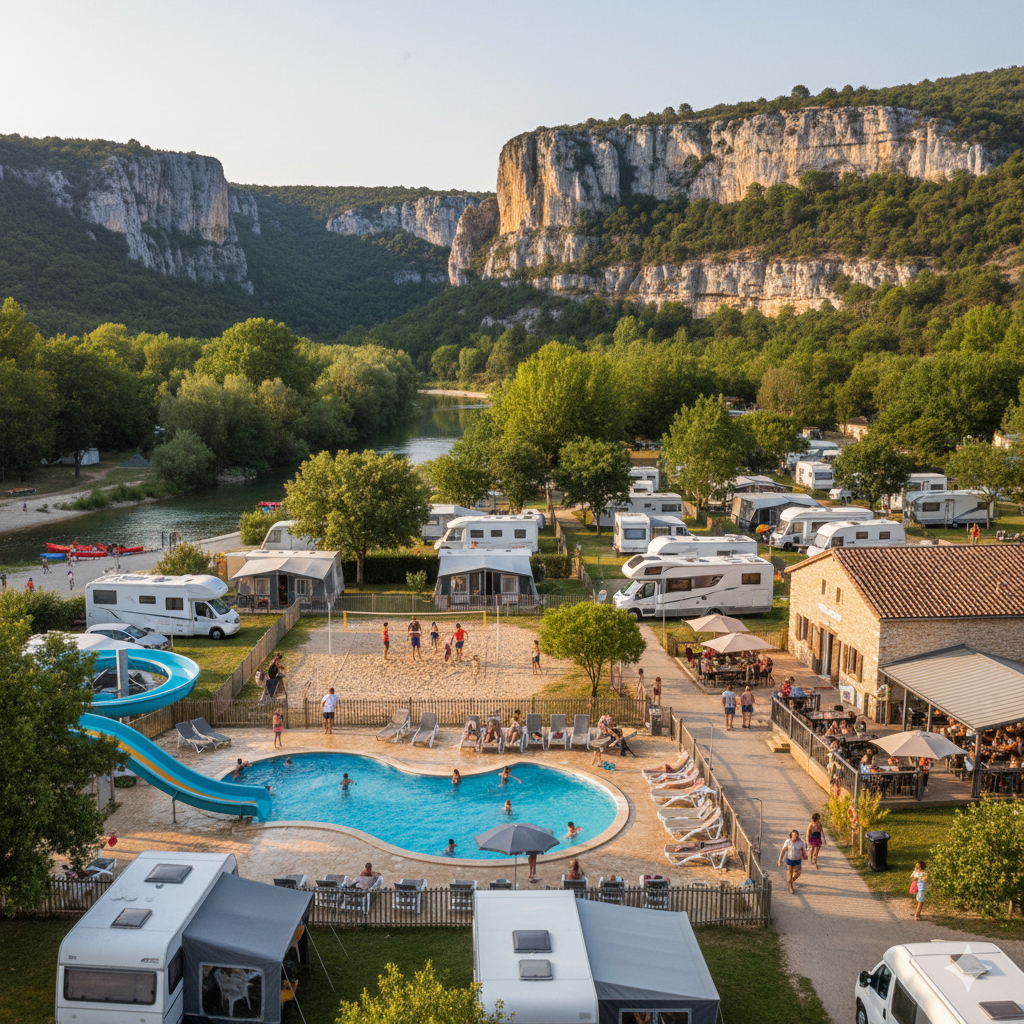 Emplacements en Ardèche : camping La Grand’Terre à Ruoms
